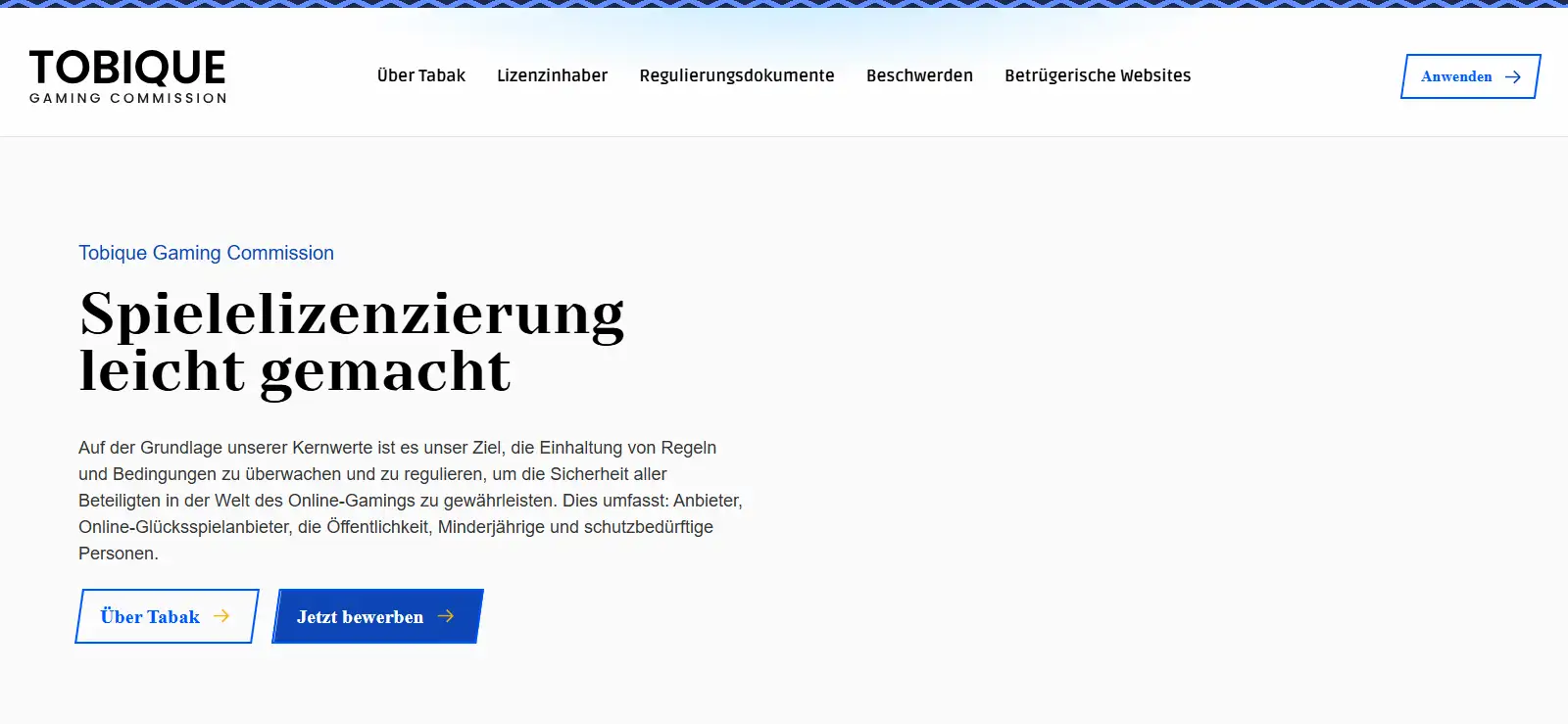 Screenshot des Tobique Gaming Commission Registers mit dem Eintrag von Novatrix SRL